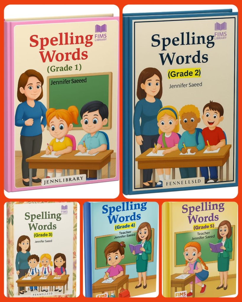 Spelling Words grade 1, 2, 3, 4, 5